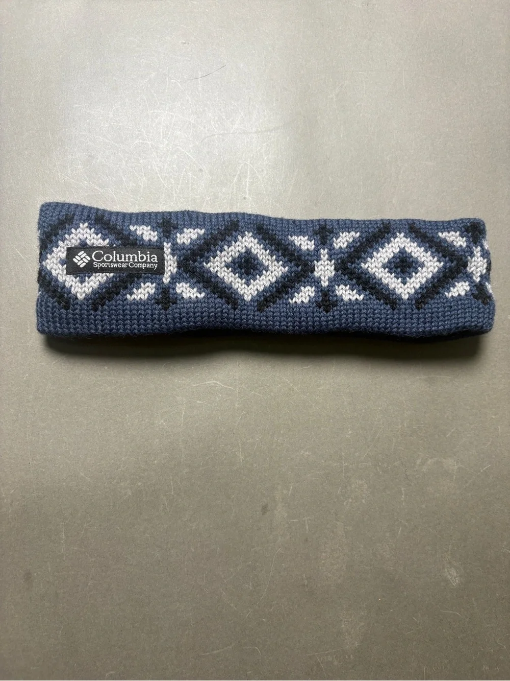 Columbia Blue and White Geometric Knit Headband Head Warmer Ear Cover